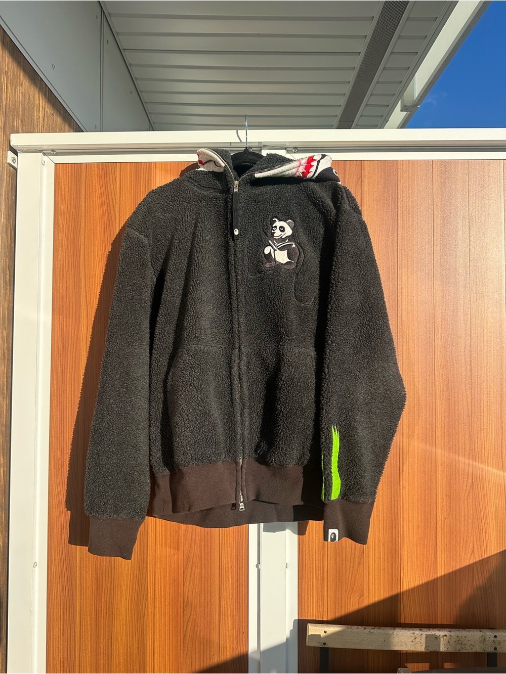 A Bathing Ape Black Full Zip Panda Fleece